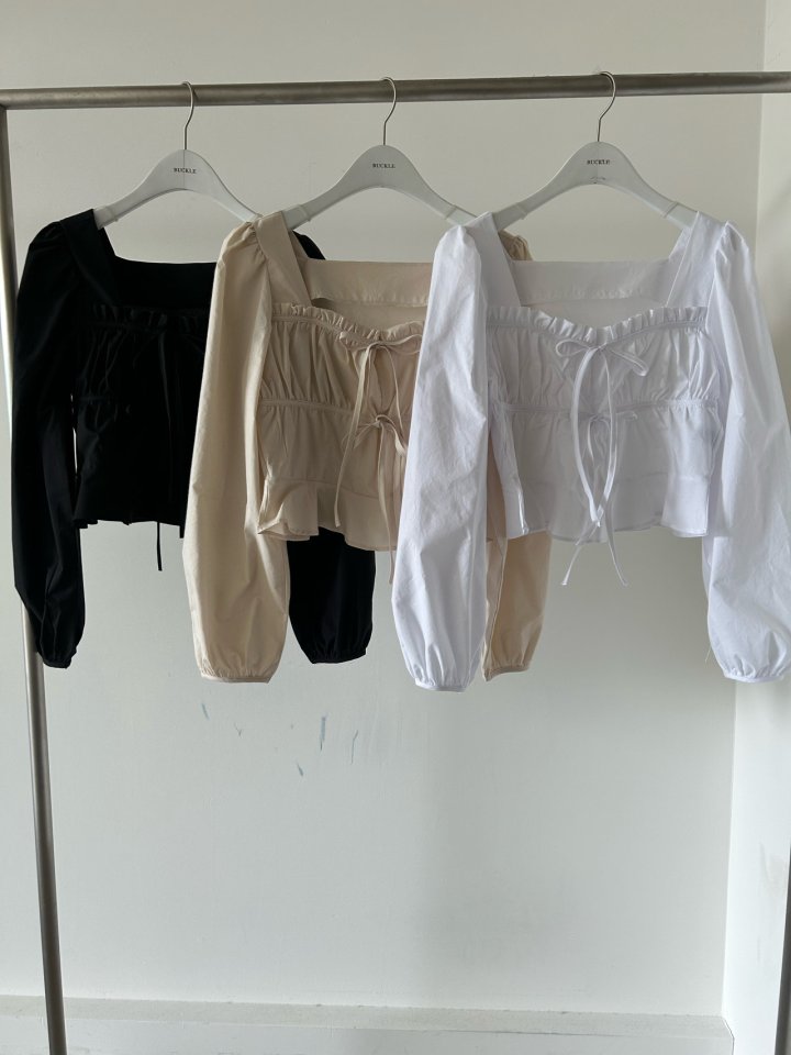 Buckle - Korean Women Fashion - #momslook - Ebony Shirring Blouse