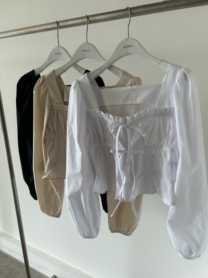 Buckle - Korean Women Fashion - #momslook - Ebony Shirring Blouse - 3