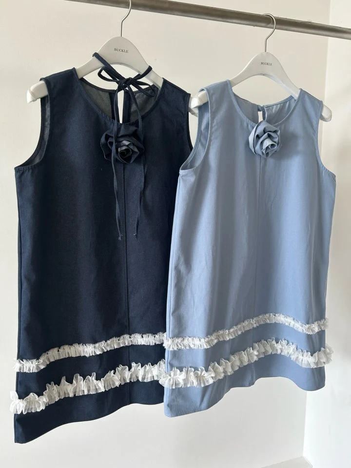Buckle - Korean Women Fashion - #momslook - Denim Mini One-piece - 2