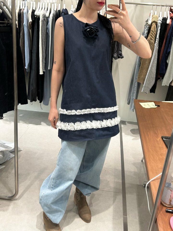Buckle - Korean Women Fashion - #momslook - Denim Mini One-piece - 6