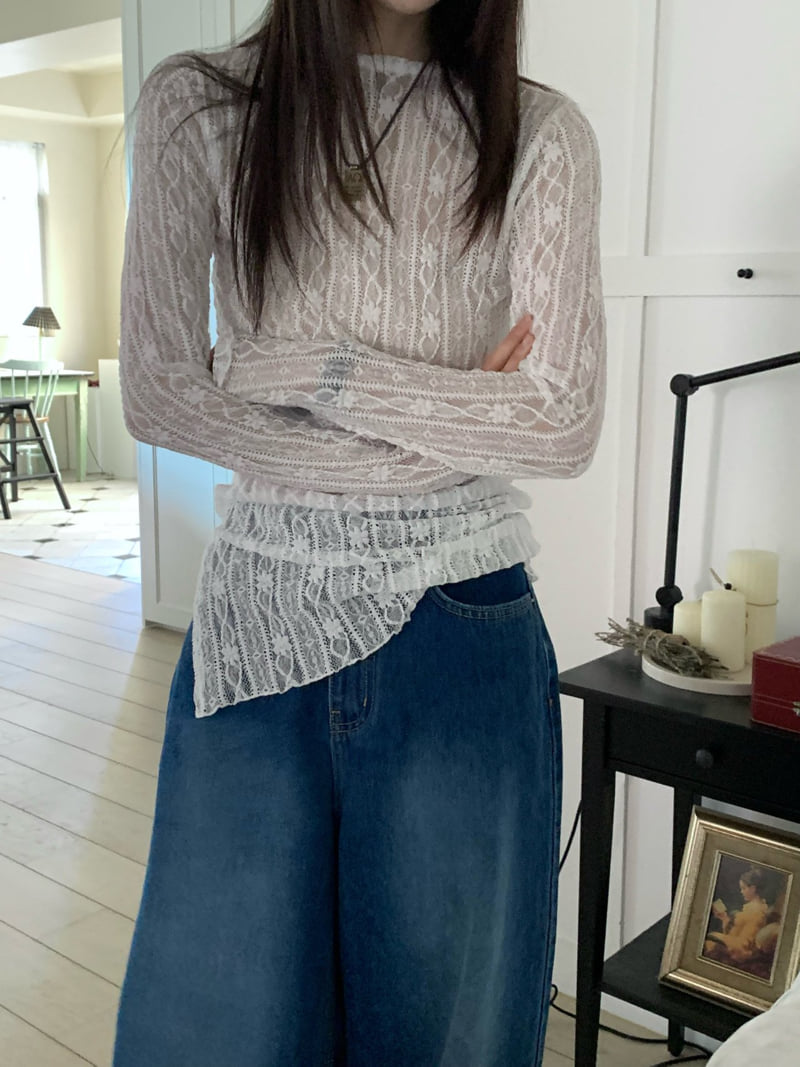 Buckle - Korean Women Fashion - #momslook - Margaret Lace Tee - 12