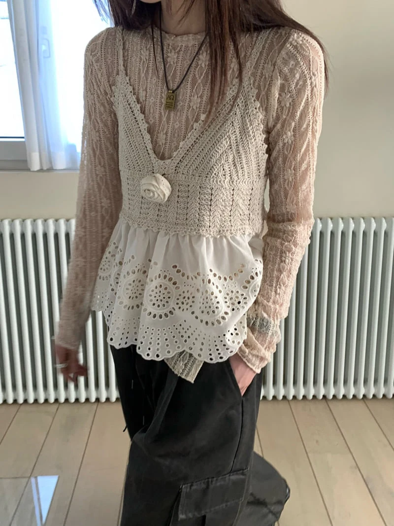 Buckle - Korean Women Fashion - #momslook - Rose Brooch Sleeveless - 9