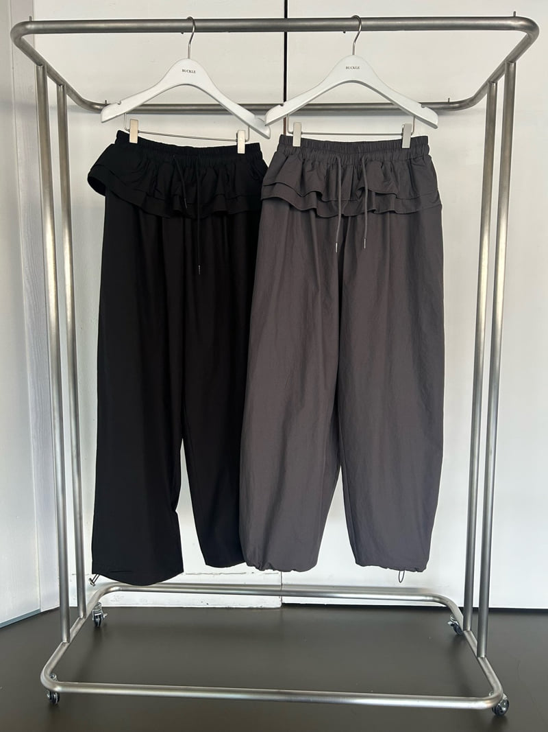 Buckle - Korean Women Fashion - #vintageinspired - Frill Wide Pants
