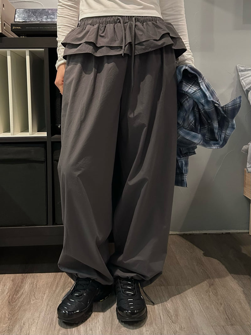 Buckle - Korean Women Fashion - #vintagekidsstyle - Frill Wide Pants - 2