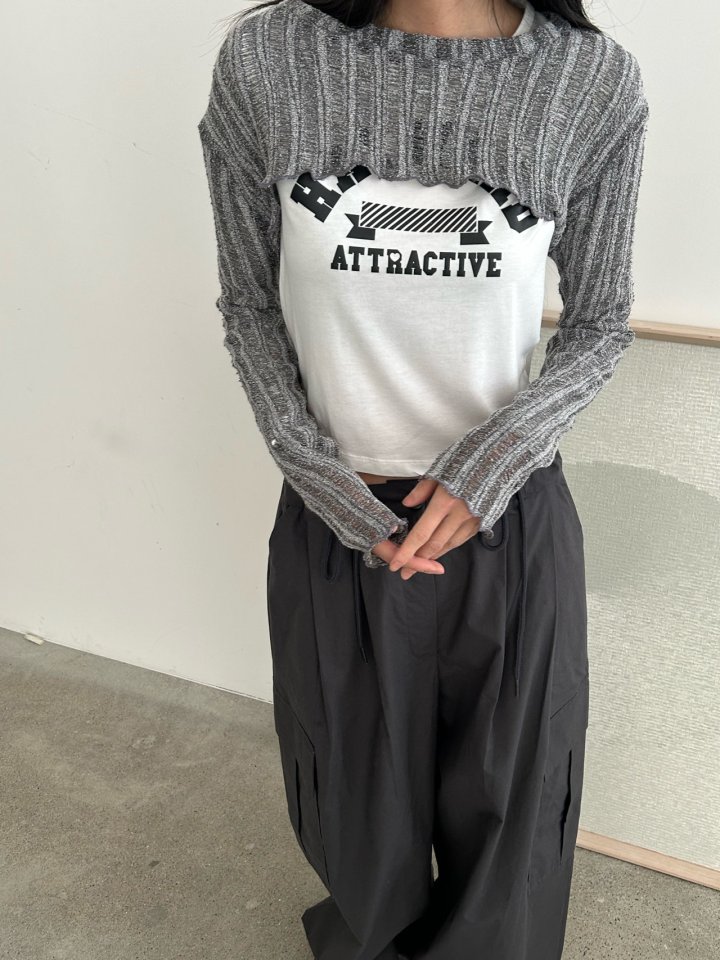 Buckle - Korean Women Fashion - #womensfashion - Pin Crop Knit - 12