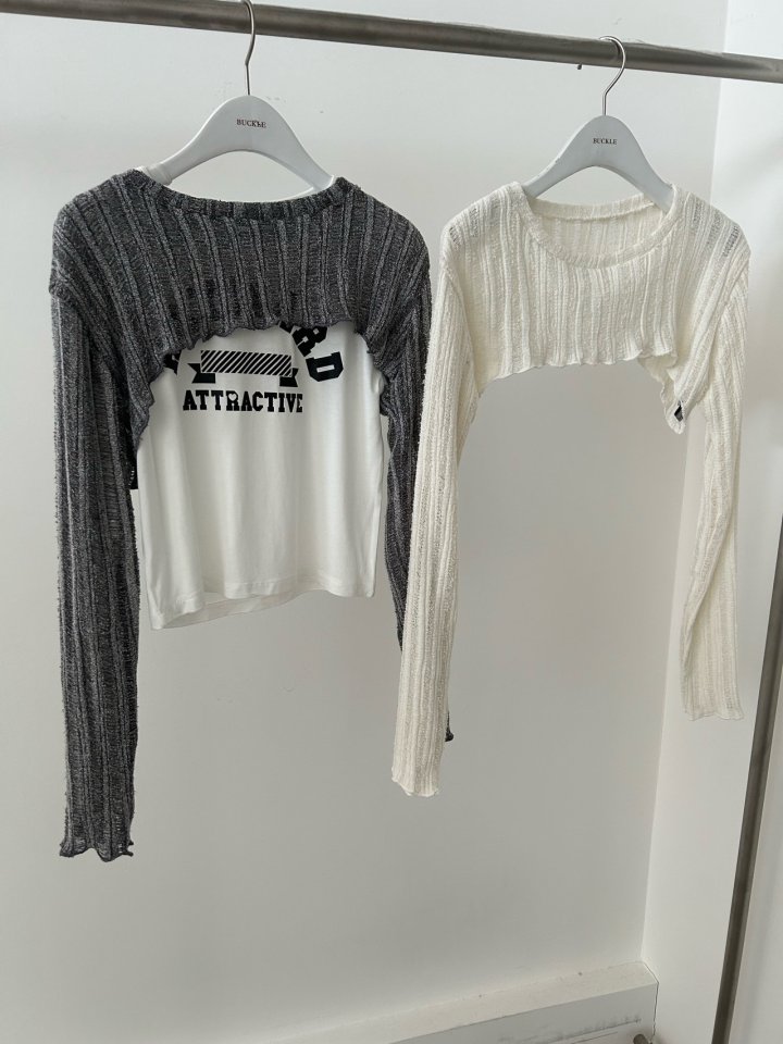 Buckle - Korean Women Fashion - #womensfashion - Pin Crop Knit - 2