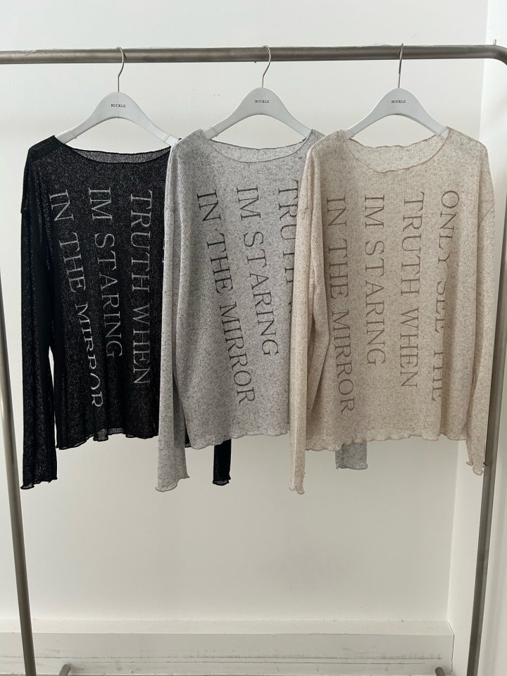 Buckle - Korean Women Fashion - #womensfashion - Only Lettering Knit Tee