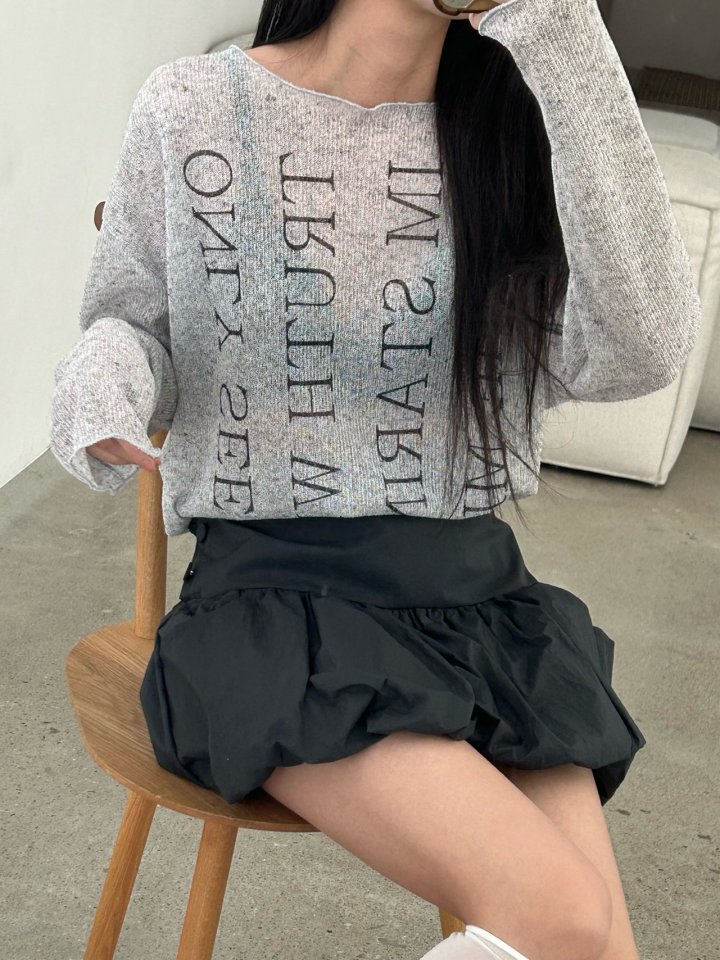 Buckle - Korean Women Fashion - #womensfashion - Only Lettering Knit Tee - 3