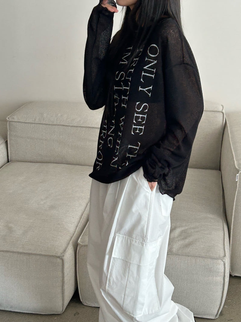 Buckle - Korean Women Fashion - #womensfashion - Only Lettering Knit Tee - 7