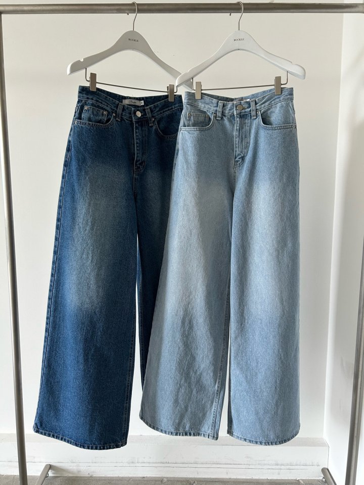 Buckle - Korean Women Fashion - #womensfashion - High Wide Denim Pants