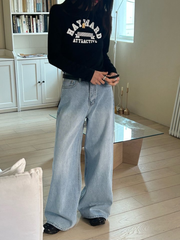 Buckle - Korean Women Fashion - #womensfashion - High Wide Denim Pants - 11