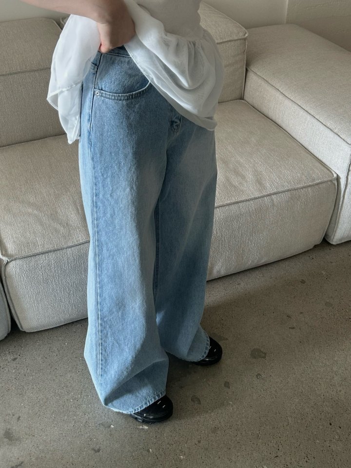 Buckle - Korean Women Fashion - #womensfashion - High Wide Denim Pants - 3