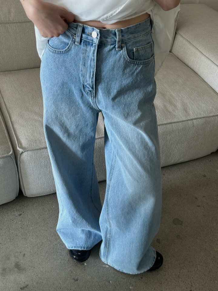 Buckle - Korean Women Fashion - #womensfashion - High Wide Denim Pants - 5