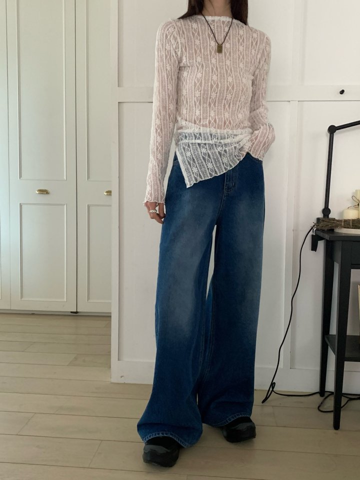 Buckle - Korean Women Fashion - #womensfashion - High Wide Denim Pants - 7