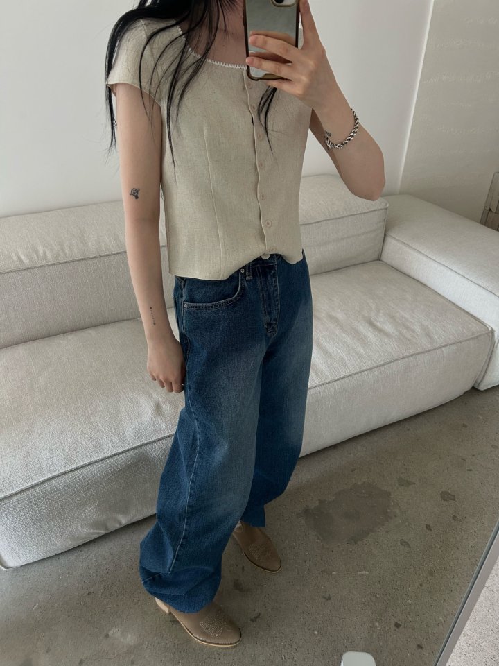 Buckle - Korean Women Fashion - #womensfashion - Linen Mini Blouse - 10