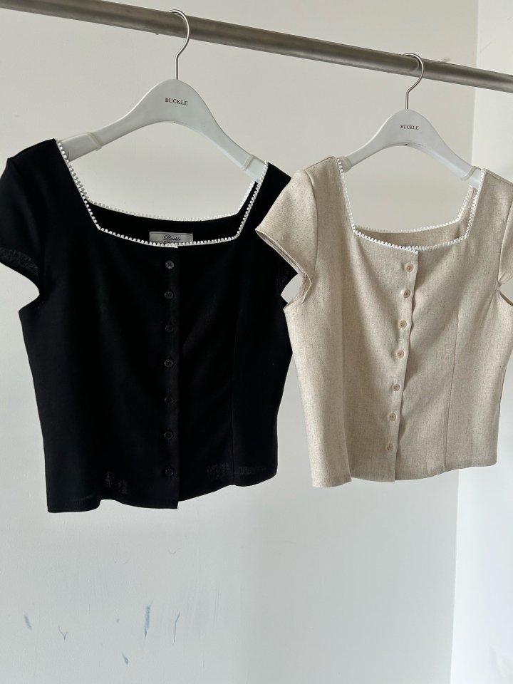 Buckle - Korean Women Fashion - #womensfashion - Linen Mini Blouse - 2
