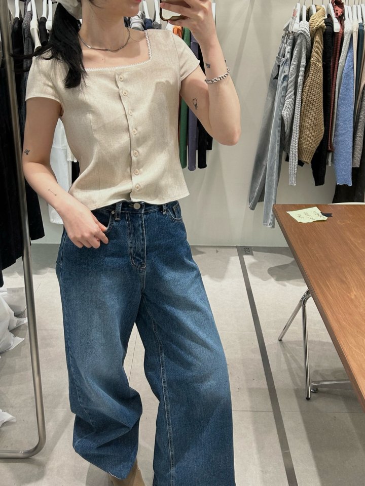 Buckle - Korean Women Fashion - #womensfashion - Linen Mini Blouse - 6