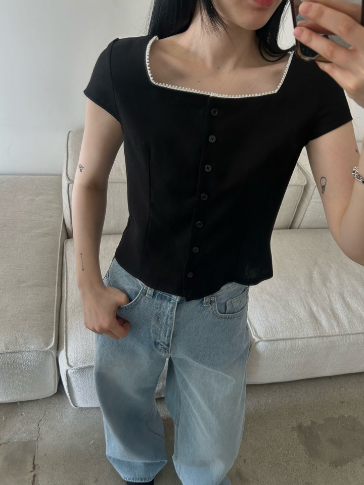 Buckle - Korean Women Fashion - #womensfashion - Linen Mini Blouse - 8