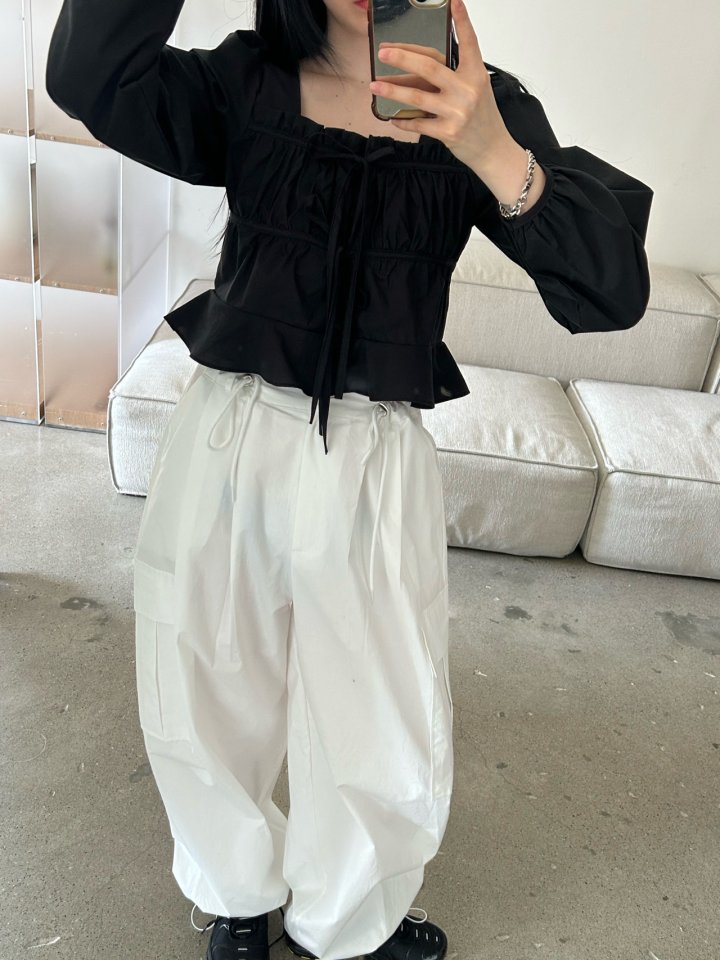 Buckle - Korean Women Fashion - #momslook - Ebony Shirring Blouse - 4