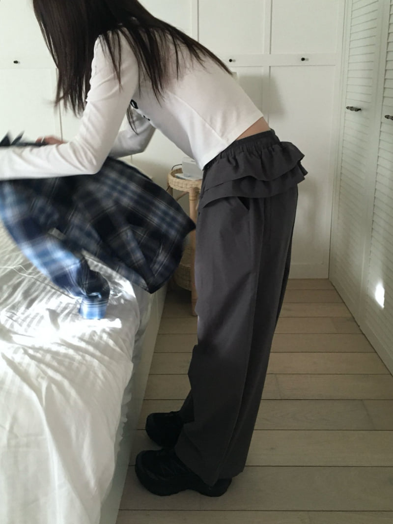 Buckle - Korean Women Fashion - #womensfashion - Frill Wide Pants - 10