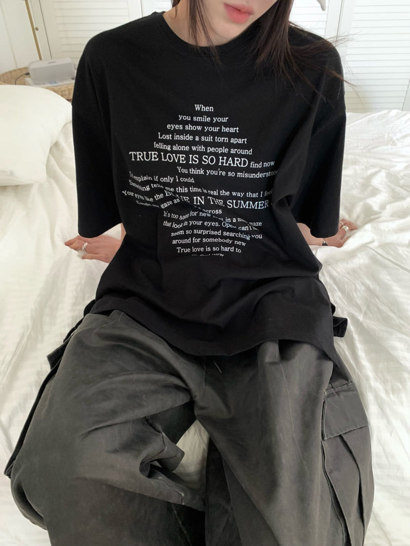 Buckle - Korean Women Fashion - #womensfashion - Hard Lettering Box Tee - 7