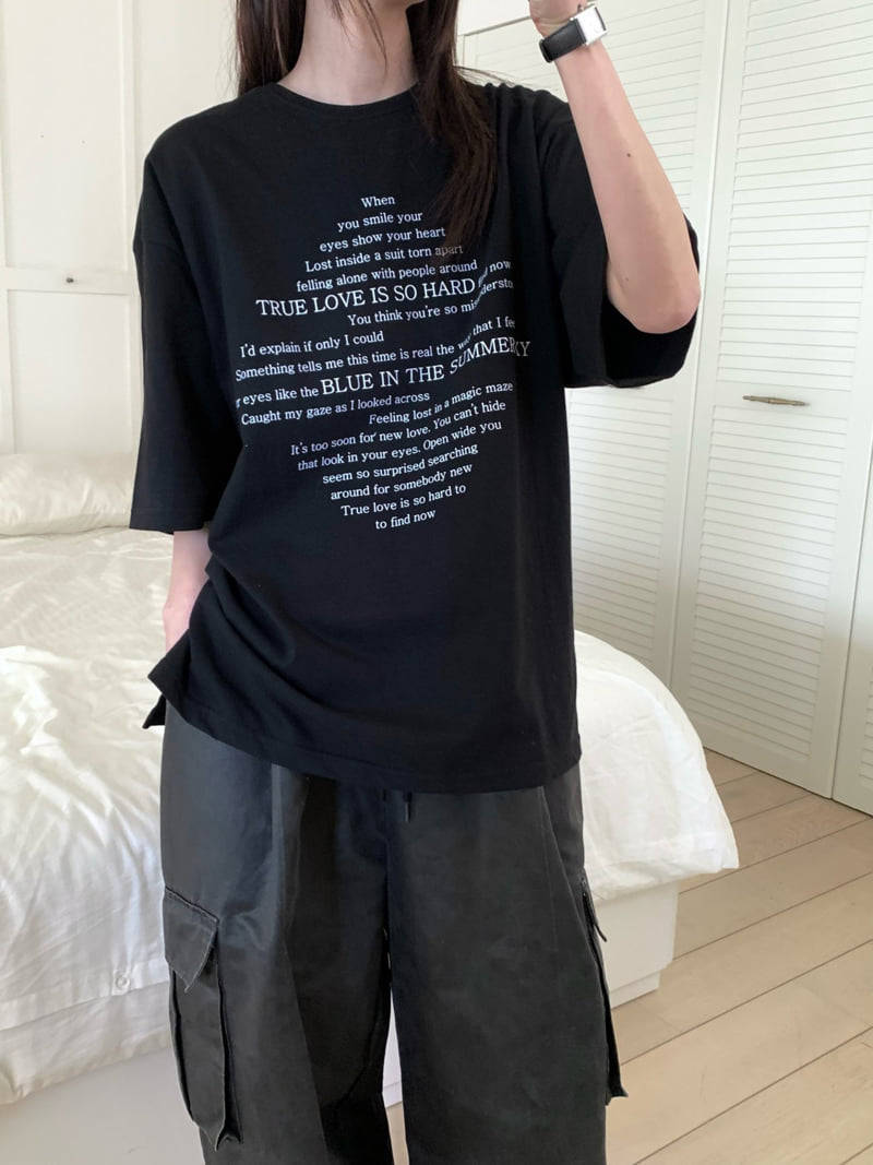 Buckle - Korean Women Fashion - #womensfashion - Hard Lettering Box Tee - 9