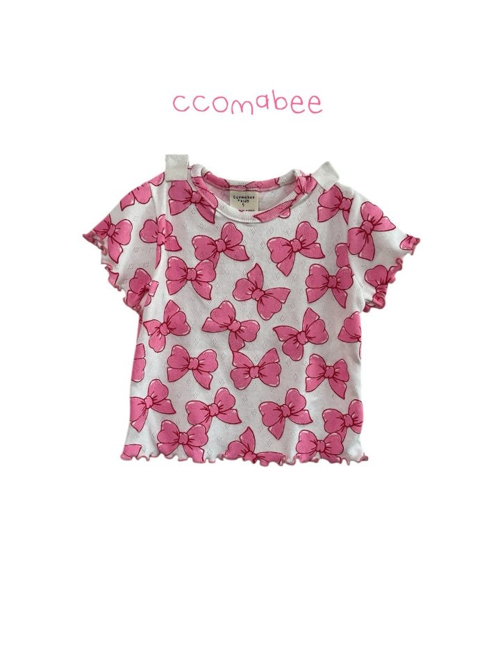 Ccomabee - Korean Children Fashion - #kidzfashiontrend - Eyelet Ribbon Tee - 3