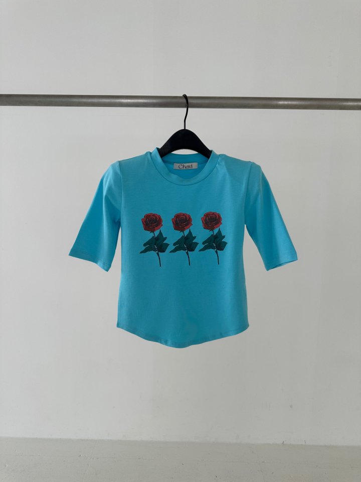 Chavi - Korean Women Fashion - #momslook - Rose Padded Tee
