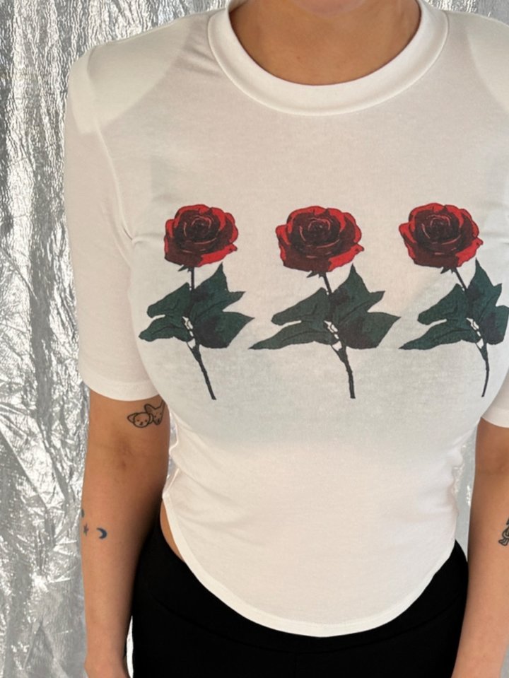 Chavi - Korean Women Fashion - #momslook - Rose Padded Tee - 9