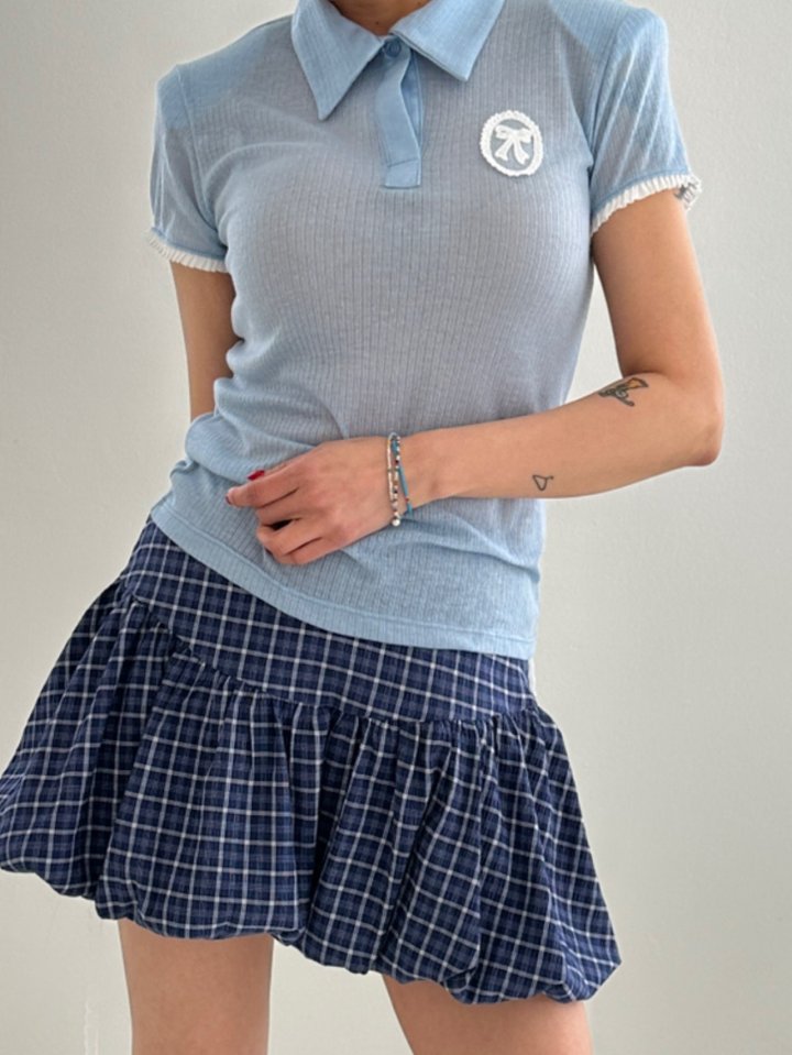 Chavi - Korean Women Fashion - #momslook - Ribbon Collar Tee - 9