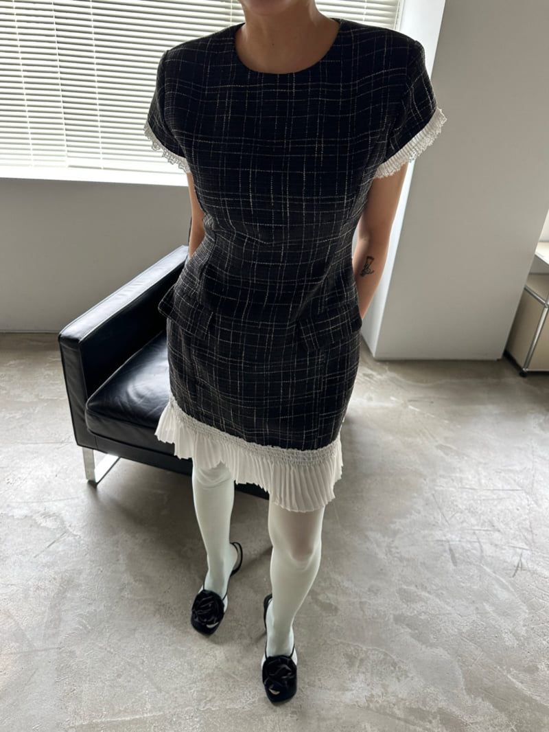 Chavi - Korean Women Fashion - #thatsdarling - Awesome Tweed One-piece - 7