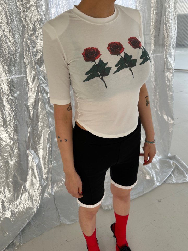 Chavi - Korean Women Fashion - #womensfashion - Rose Padded Tee - 10