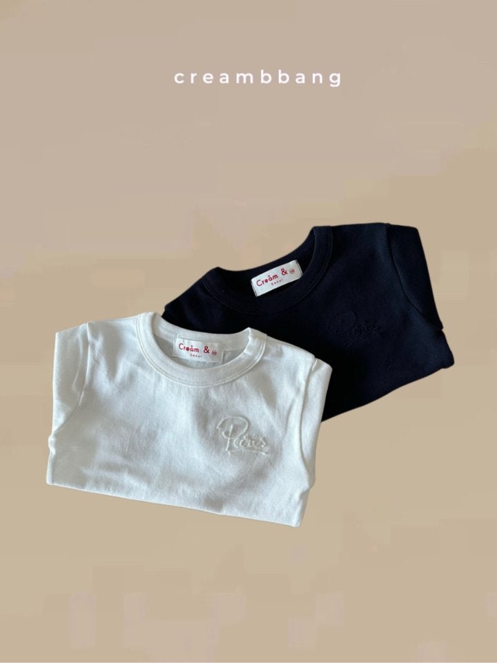 Cream Bbang - Korean Children Fashion - #designkidswear - Slim Embroidery Rib Tee