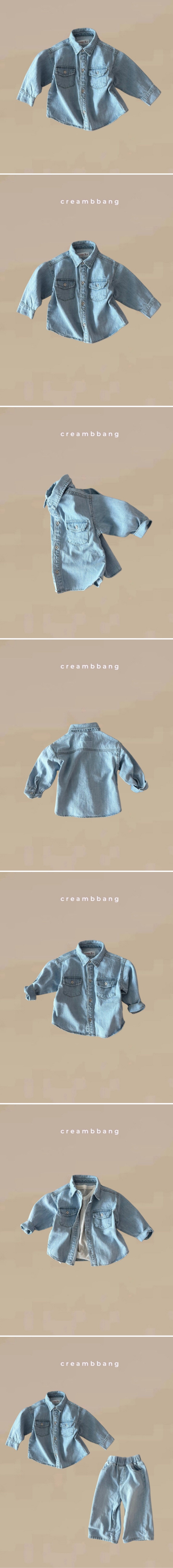 Cream Bbang - Korean Children Fashion - #designkidswear - Classic Denim Shirt (Junior) - 2
