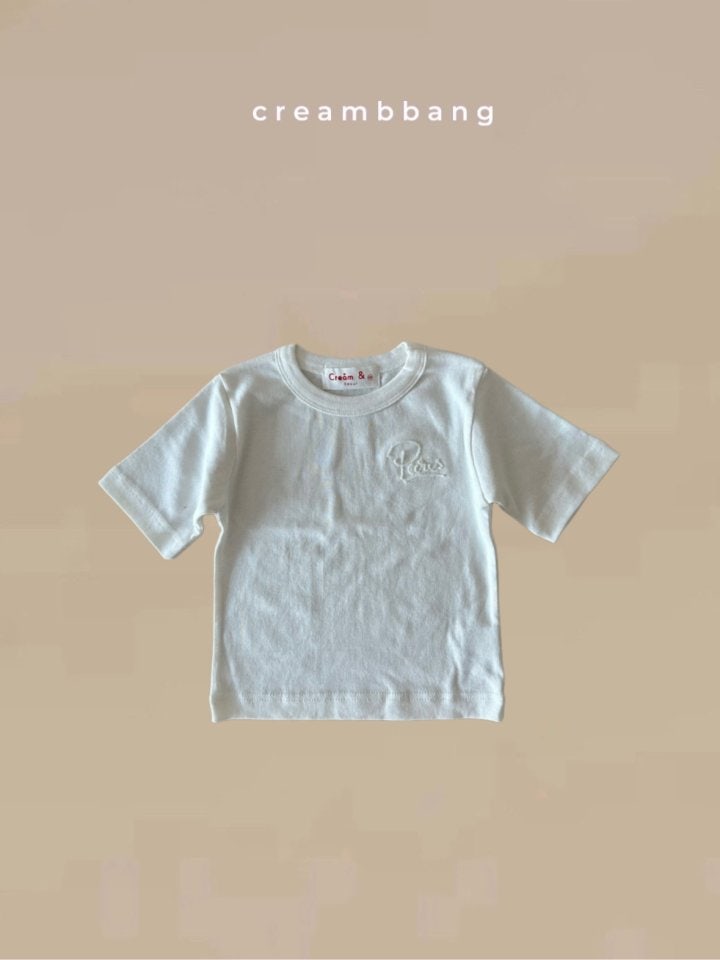 Cream Bbang - Korean Children Fashion - #discoveringself - Slim Embroidery Rib Tee - 2