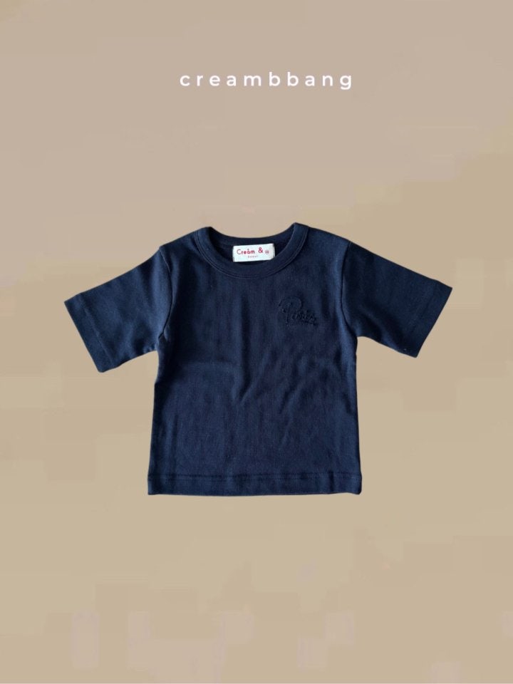 Cream Bbang - Korean Children Fashion - #fashionkids - Slim Embroidery Rib Tee - 3