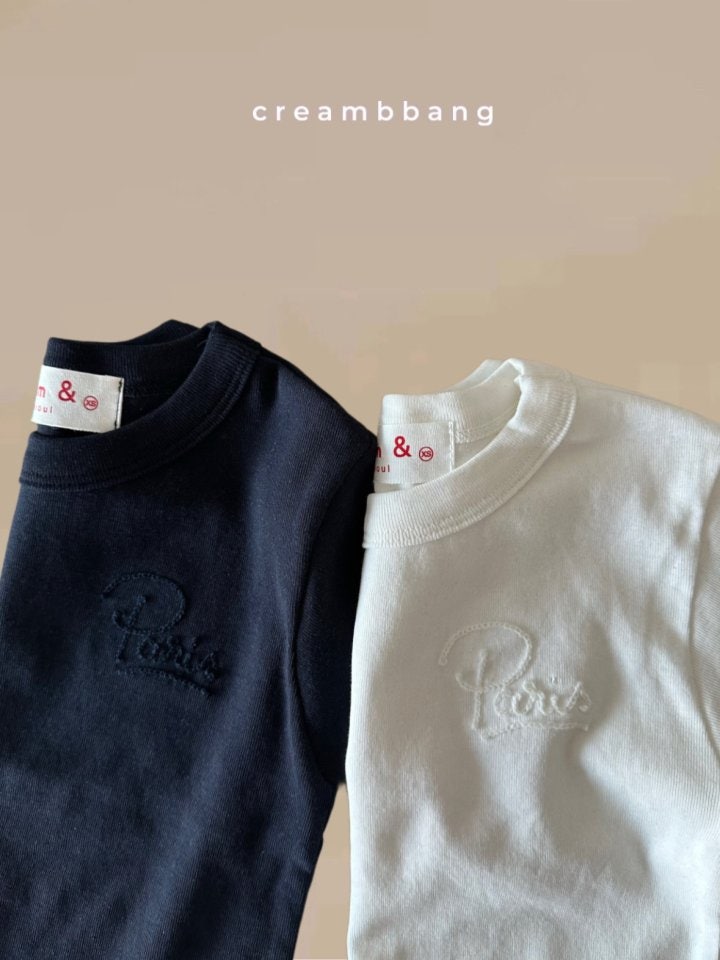 Cream Bbang - Korean Children Fashion - #fashionkids - Slim Embroidery Rib Tee - 4