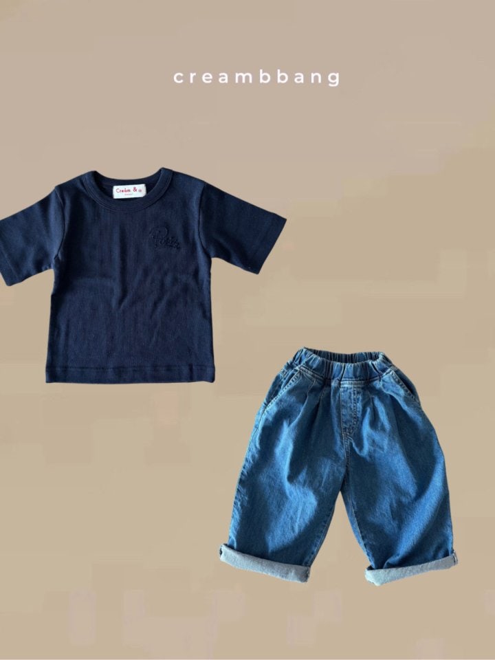 Cream Bbang - Korean Children Fashion - #littlefashionista - Slim Embroidery Rib Tee - 8