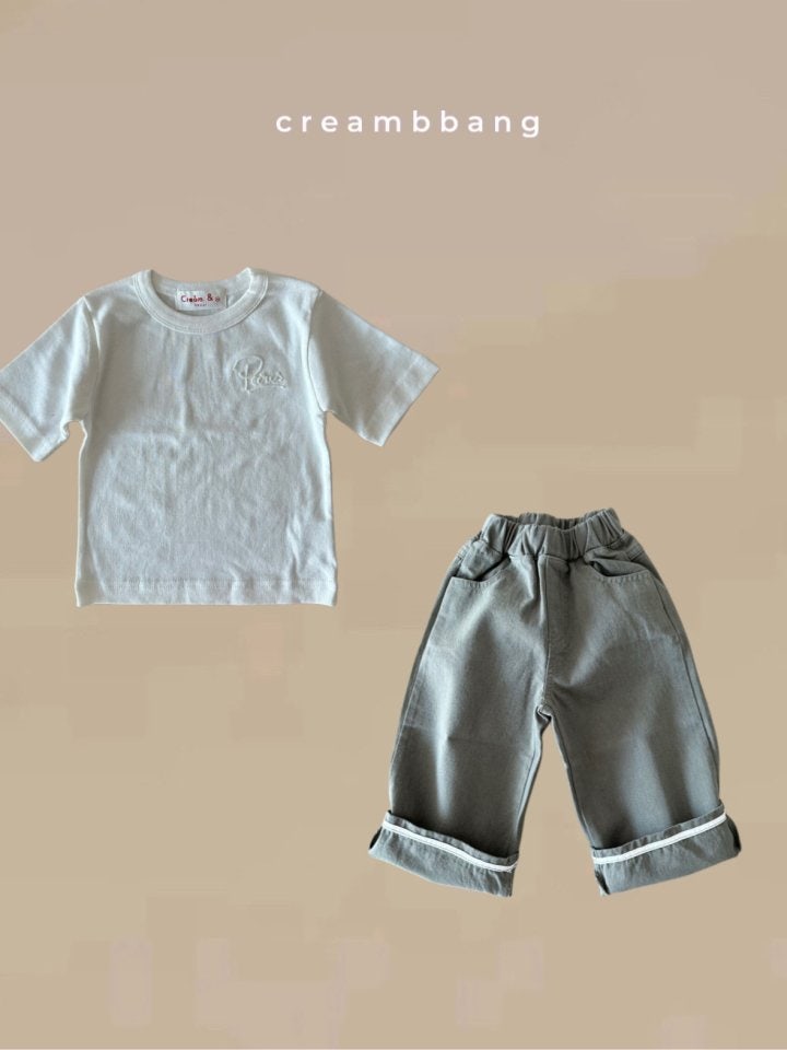 Cream Bbang - Korean Children Fashion - #magicofchildhood - Slim Embroidery Rib Tee - 9