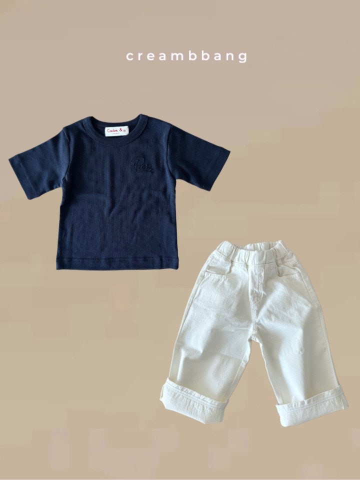 Cream Bbang - Korean Children Fashion - #minifashionista - Slim Embroidery Rib Tee - 10