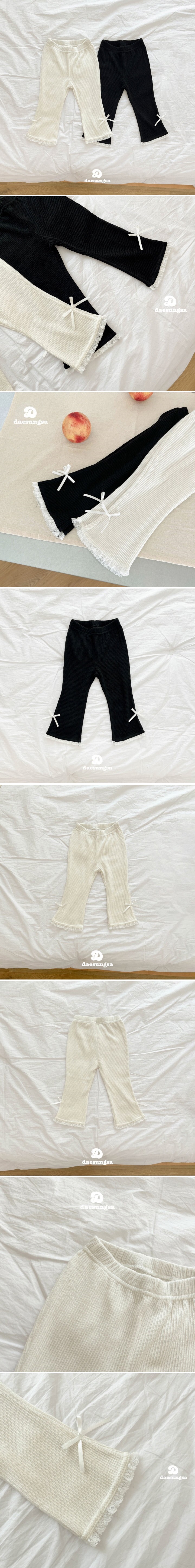 Dae Sung Sa - Korean Children Fashion - #kidsshorts - Lace Ribbon Bootcut Pants