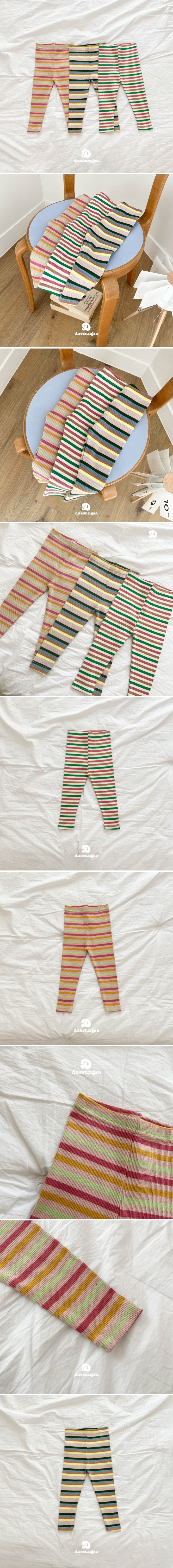 Dae Sung Sa - Korean Children Fashion - #toddlerclothing - Mix Stripe Leggings