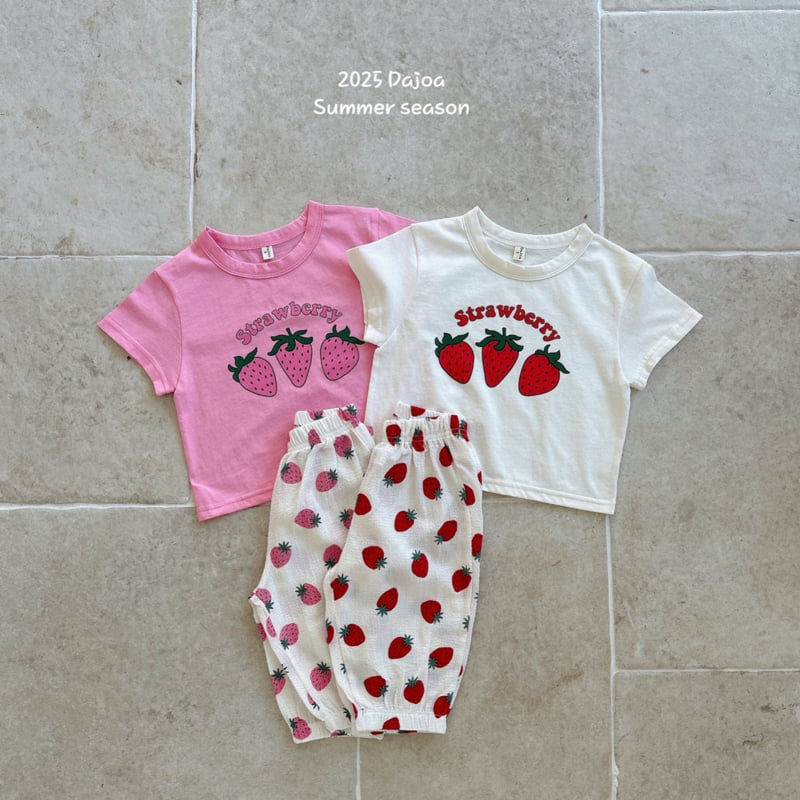 Dajoa - Korean Children Fashion - #discoveringself - Strawberry Top Bottom Set - 8