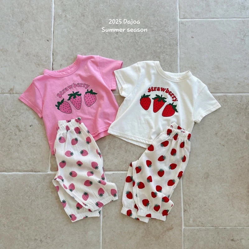 Dajoa - Korean Children Fashion - #fashionkids - Strawberry Top Bottom Set - 9