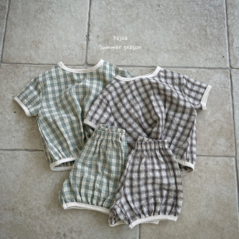 Dajoa - Korean Children Fashion - #toddlerclothing - Check Top Bottom Set - 10