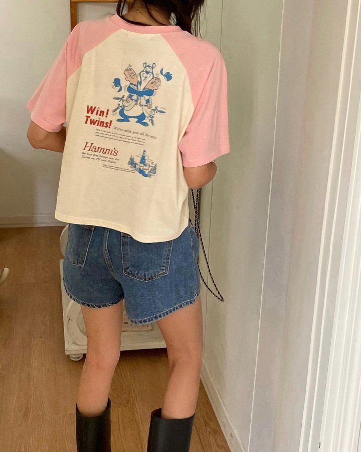 Diana - Korean Women Fashion - #momslook - Twins Colored Tee - 4