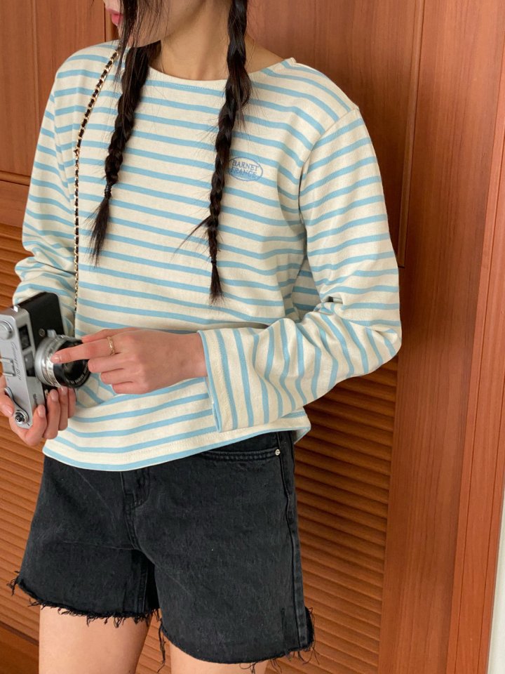 Diana - Korean Women Fashion - #momslook - Andrew Stripe Tee - 4