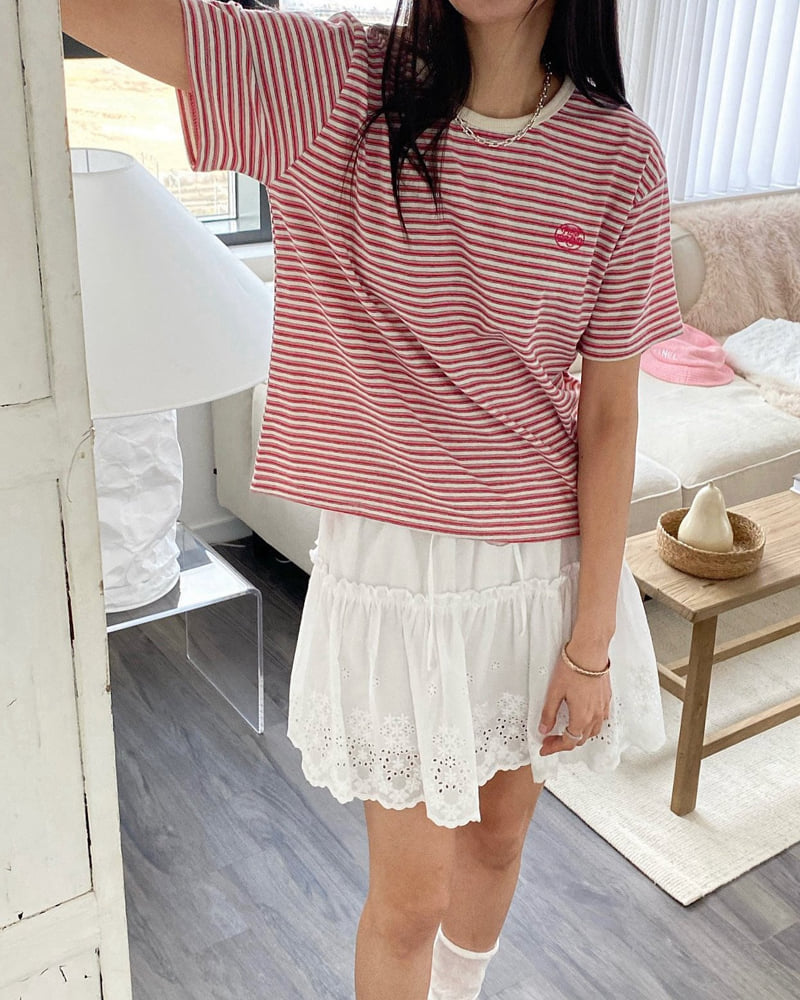 Diana - Korean Women Fashion - #womensfashion - Pie Stripe Tee - 8