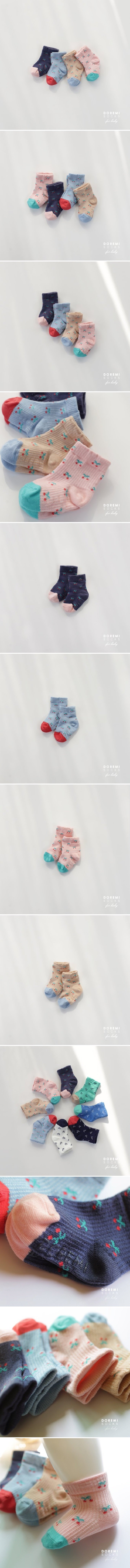 Doremi Socks - Korean Baby Fashion - #babyclothing - Cherry Waffle Socks