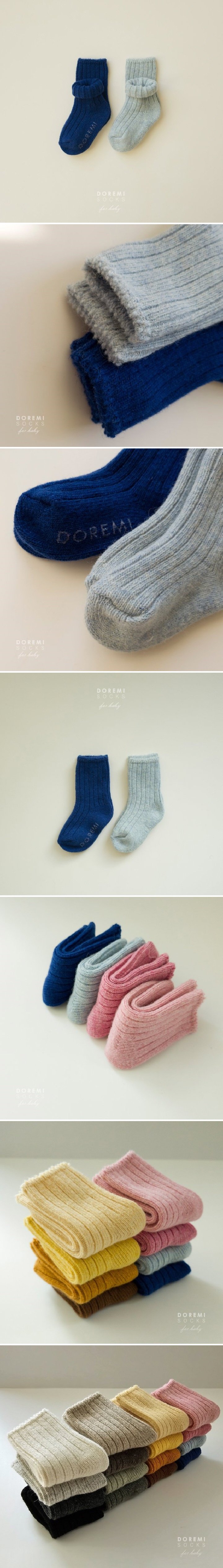 Doremi Socks - Korean Baby Fashion - #babyfever - Rib Wool Blue Set